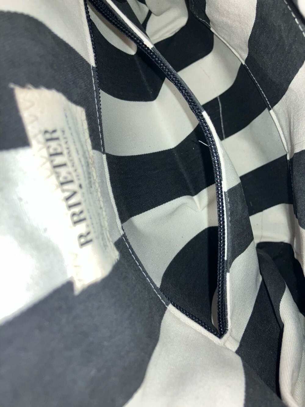 R.Riveter Otto Black Washed Canvas and Brown Leather Tote Bag - Picture 9 of 10